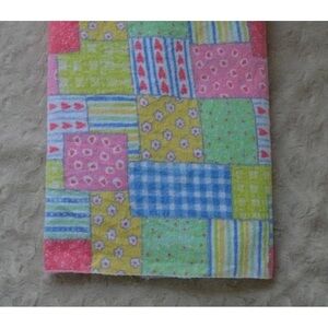 Patchwork Print Flannel Baby Blanket Receiving Pink Yellow Blue Heart Flower